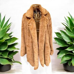 Love Tree Teddy Coat M Tan Brown Faux Fur Sherpa Jacket Boho Mob Wife Style
